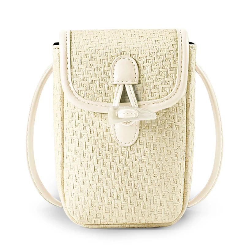 Straw Woven Small Phone Bag Ladies Shoulder Crossbody Messenger Bags