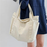 Canvas Multi-pockets Handbag - Student School Teacher