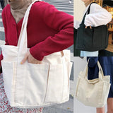 Canvas Multi-pockets Handbag - Student School Teacher