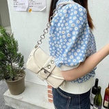 Vintage Small Shoulder Bag Retro Leather Ladies Underarm Chain Mini