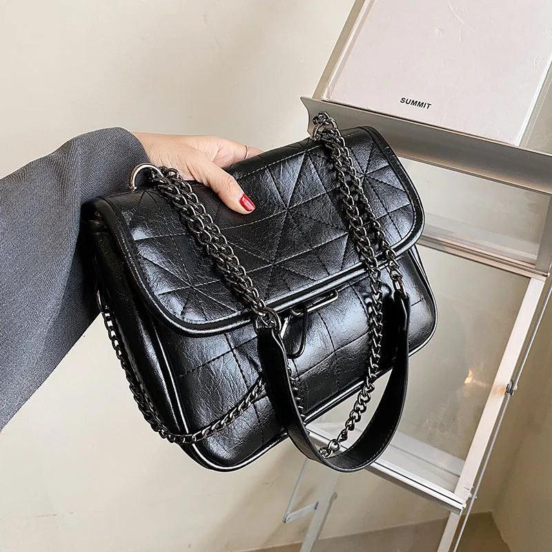 Quilted Chain Shopper Tote Shoulder Bag for Women