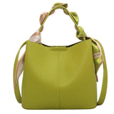 Silk Scarf Shoulder Bag Red Square Messenger Handbag Bucket Bag