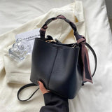 Silk Scarf Shoulder Bag Red Square Messenger Handbag Bucket Bag