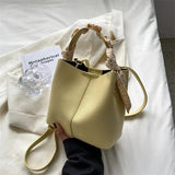 Silk Scarf Shoulder Bag Red Square Messenger Handbag Bucket Bag