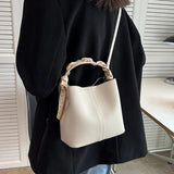 Silk Scarf Shoulder Bag Red Square Messenger Handbag Bucket Bag