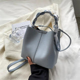 Silk Scarf Shoulder Bag Red Square Messenger Handbag Bucket Bag