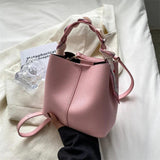 Silk Scarf Shoulder Bag Red Square Messenger Handbag Bucket Bag