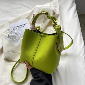 Silk Scarf Shoulder Bag Red Square Messenger Handbag Bucket Bag