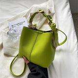 Silk Scarf Shoulder Bag Red Square Messenger Handbag Bucket Bag