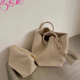 Lady Bucket Crossbody Bag PU Leather Large Capacity Shoulder Bag