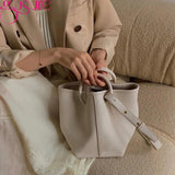 Lady Bucket Crossbody Bag PU Leather Large Capacity Shoulder Bag