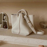 Lady Bucket Crossbody Bag PU Leather Large Capacity Shoulder Bag