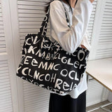 Canvas Shoulder Bag Letter Print Women Handbags Eco-Friendly Shopping Bag