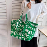 Canvas Shoulder Bag Letter Print Women Handbags Eco-Friendly Shopping Bag