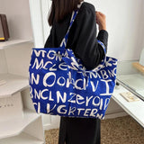 Canvas Shoulder Bag Letter Print Women Handbags Eco-Friendly Shopping Bag