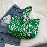 Canvas Shoulder Bag Letter Print Women Handbags Eco-Friendly Shopping Bag