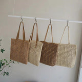 Women's Summer Beach Straw Woven Shopper Tote Shoulder Bag
