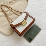 Vintage Square Messenger Bag Chain Crossbody - Women's Shoulder Handbags
