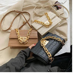 Crocodile Pattern Crossbody Bags Chain Handbag Small Bag PU Leather