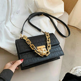 Crocodile Pattern Crossbody Bags Chain Handbag Small Bag PU Leather