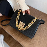 Crocodile Pattern Crossbody Bags Chain Handbag Small Bag PU Leather