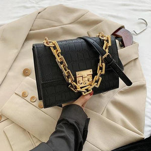 Crocodile Pattern Crossbody Bags Chain Handbag Small Bag PU Leather