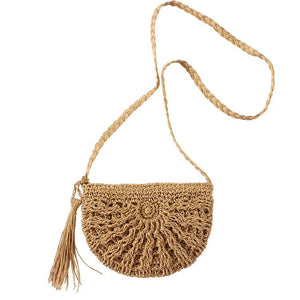 Bohemian Straw Woven Shoulder Bag Hollow Out Rattan Handbag