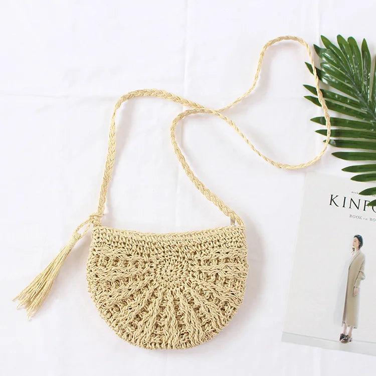 Bohemian Straw Woven Shoulder Bag Hollow Out Rattan Handbag