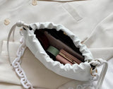 Women's PU Leather Chain Cloud Bag Clutch Shopper Satchel Shoulder Bag