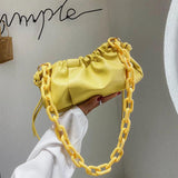 Women's PU Leather Chain Cloud Bag Clutch Shopper Satchel Shoulder Bag