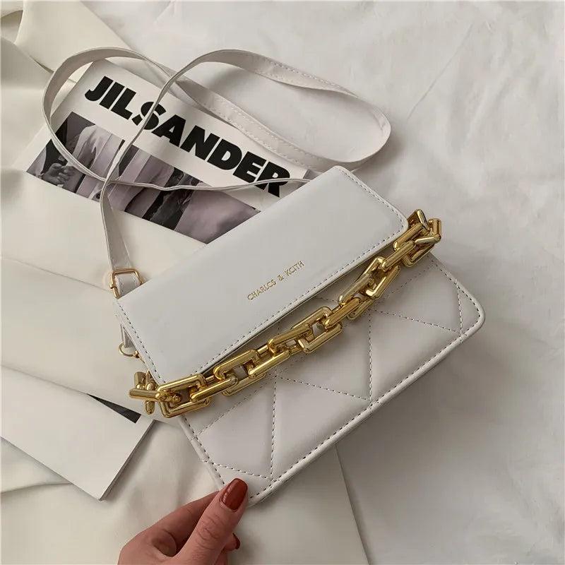 PU Leather Chain Shoulder Crossbody Square Bags for Women Diamond Lattice