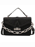 Women's Pu Leather Shoulder Bag Top Handle Chain Crossbody