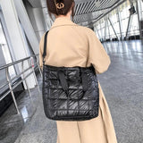 Quilted Crossbody Bag Solid Padded Satchel Retro Square Shoulder Bag