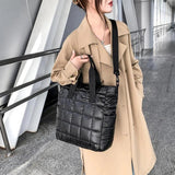 Quilted Crossbody Bag Solid Padded Satchel Retro Square Shoulder Bag