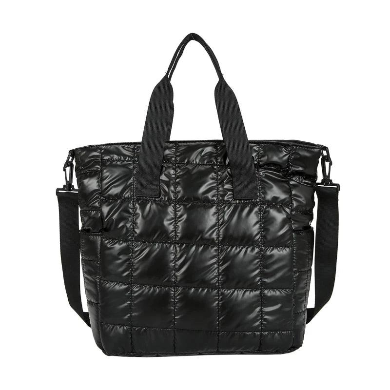 Quilted Crossbody Bag Solid Padded Satchel Retro Square Shoulder Bag