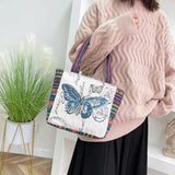 Ethnic Style Embroidery Canvas Shoulder Bag Large Capacity Tote Handbag