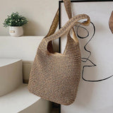 Large Capacity Shopper Tote Rattan Handbags Lady Summer Beach Shoulder Bags