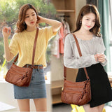 Women's Soft Leather Cosmetic Bag Large Capacity Travel Bag