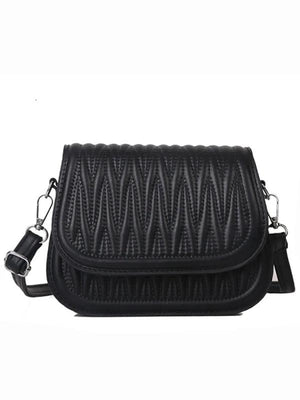Solid Flap Women's Crossbody Bag PU Leather Handbag