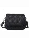 Solid Flap Women's Crossbody Bag PU Leather Handbag