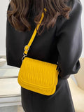 Solid Flap Women's Crossbody Bag PU Leather Handbag