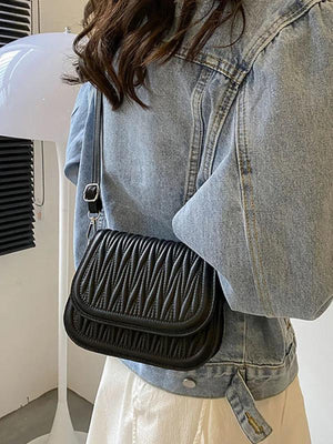Solid Flap Women's Crossbody Bag PU Leather Handbag