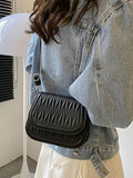 Solid Flap Women's Crossbody Bag PU Leather Handbag
