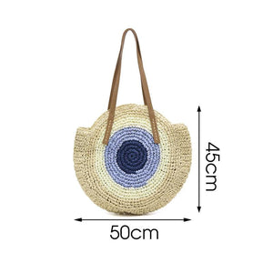 Vintage Straw Bag Round Rattan Bags Summer Beach Ladies Circle Shoulder Bag
