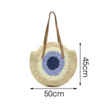 Vintage Straw Bag Round Rattan Bags Summer Beach Ladies Circle Shoulder Bag