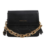 Embroidered Diamond Chain Small Shoulder Bag