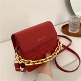 Embroidered Diamond Chain Small Shoulder Bag