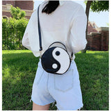Circular Shoulder Bag for Women Small PU Leather Purse