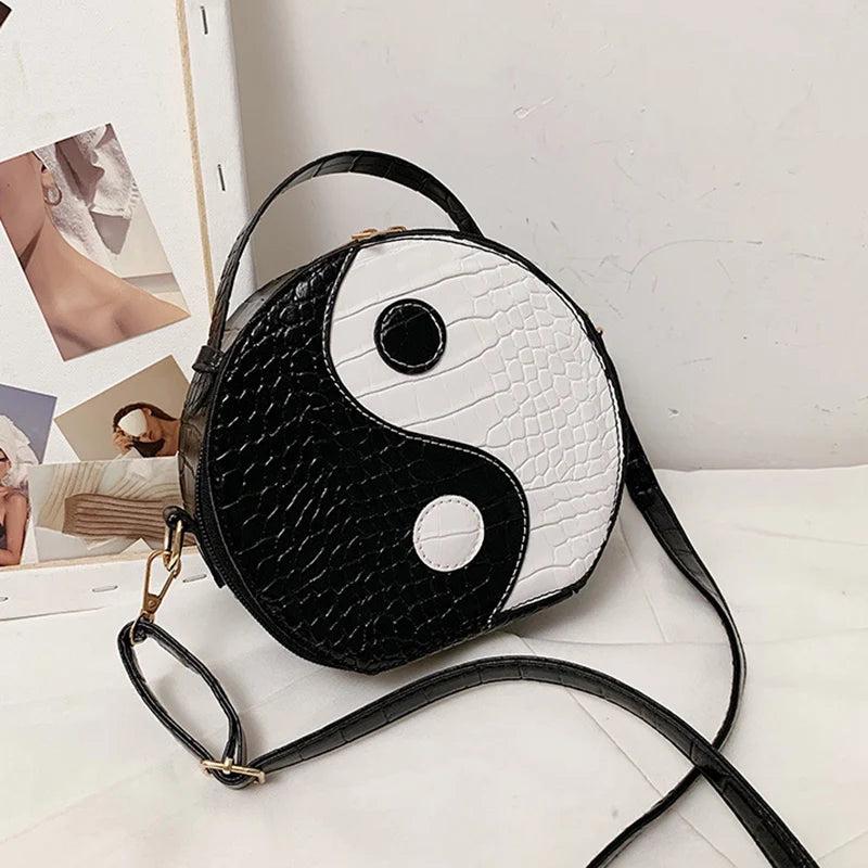 Circular Shoulder Bag for Women Small PU Leather Purse