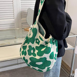 Bohemia Knitted Shoulder Bag Summer Flowers Large Capacity Bucket Travel Handbag